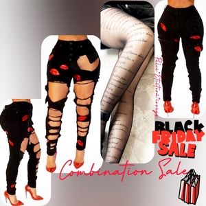 Irregular distressed jeans with underlayer